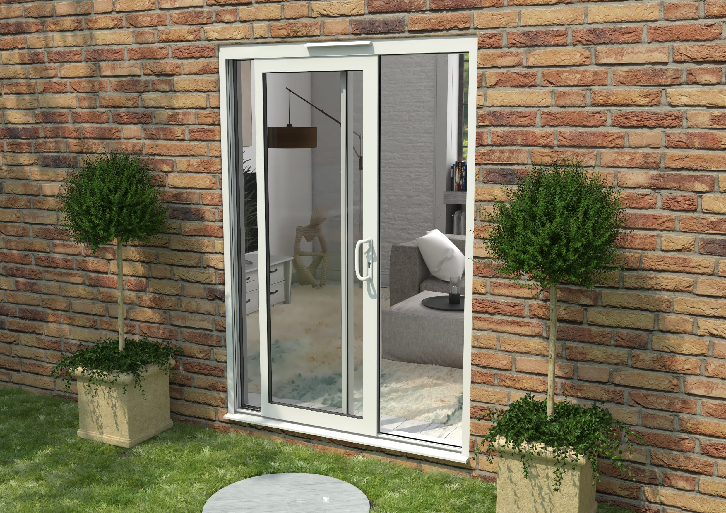 1500mm Supreme White Aluminium Sliding Doors RH Sliding / LH Fixed