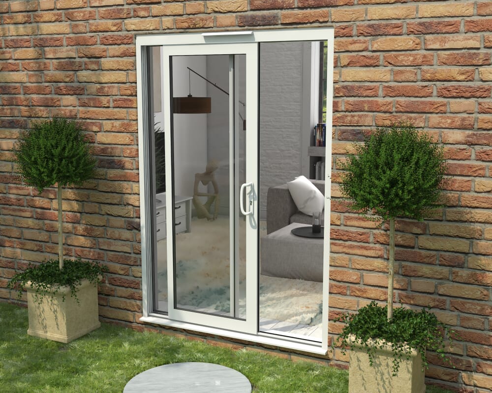 1500mm Supreme White Aluminium Sliding Doors RH Sliding / LH Fixed