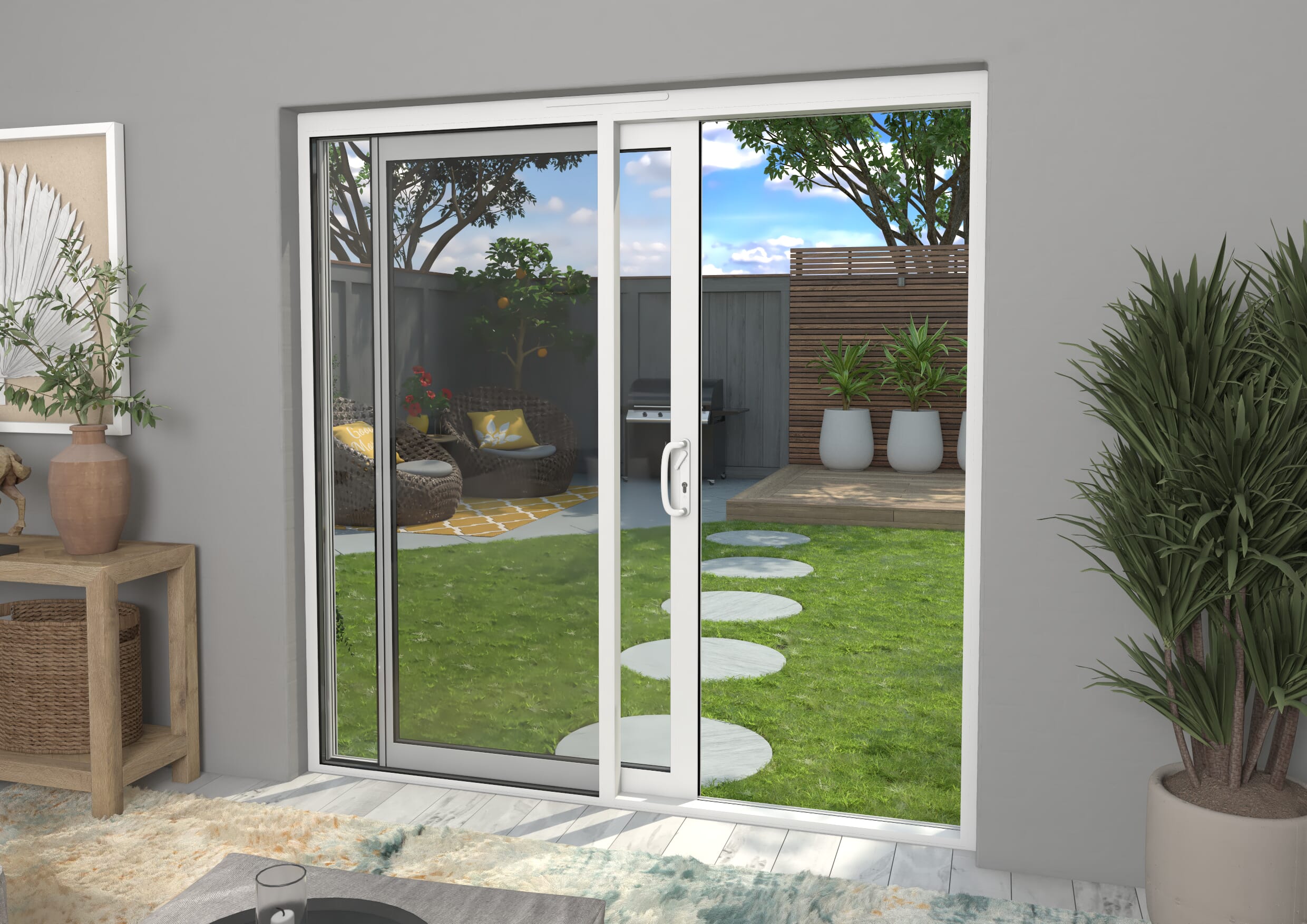 2100mm Supreme White Aluminium Sliding Doors LH Sliding / RH Fixed