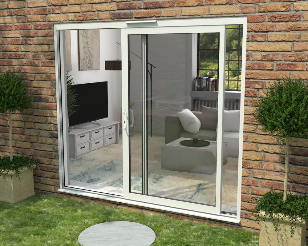 2400mm Supreme White Aluminium Sliding Doors LH Sliding / RH Fixed