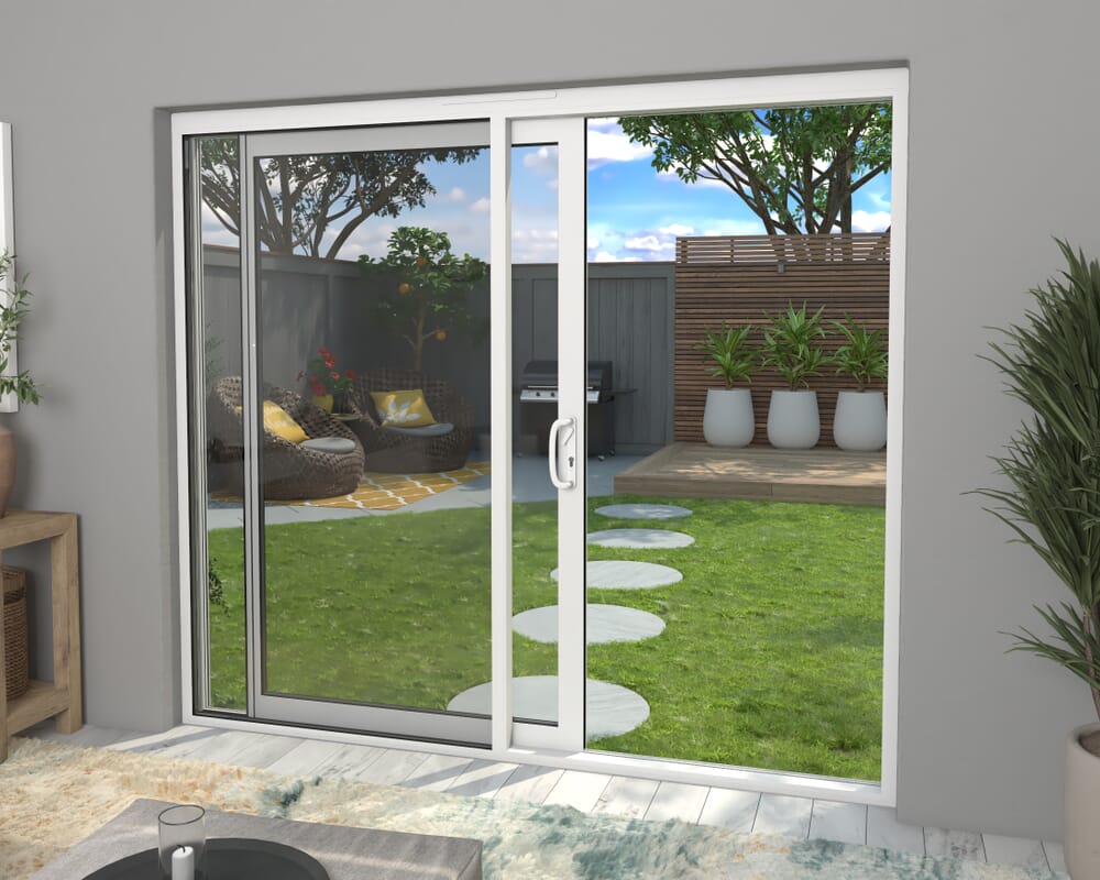 2400mm Supreme White Aluminium Sliding Doors LH Sliding / RH Fixed