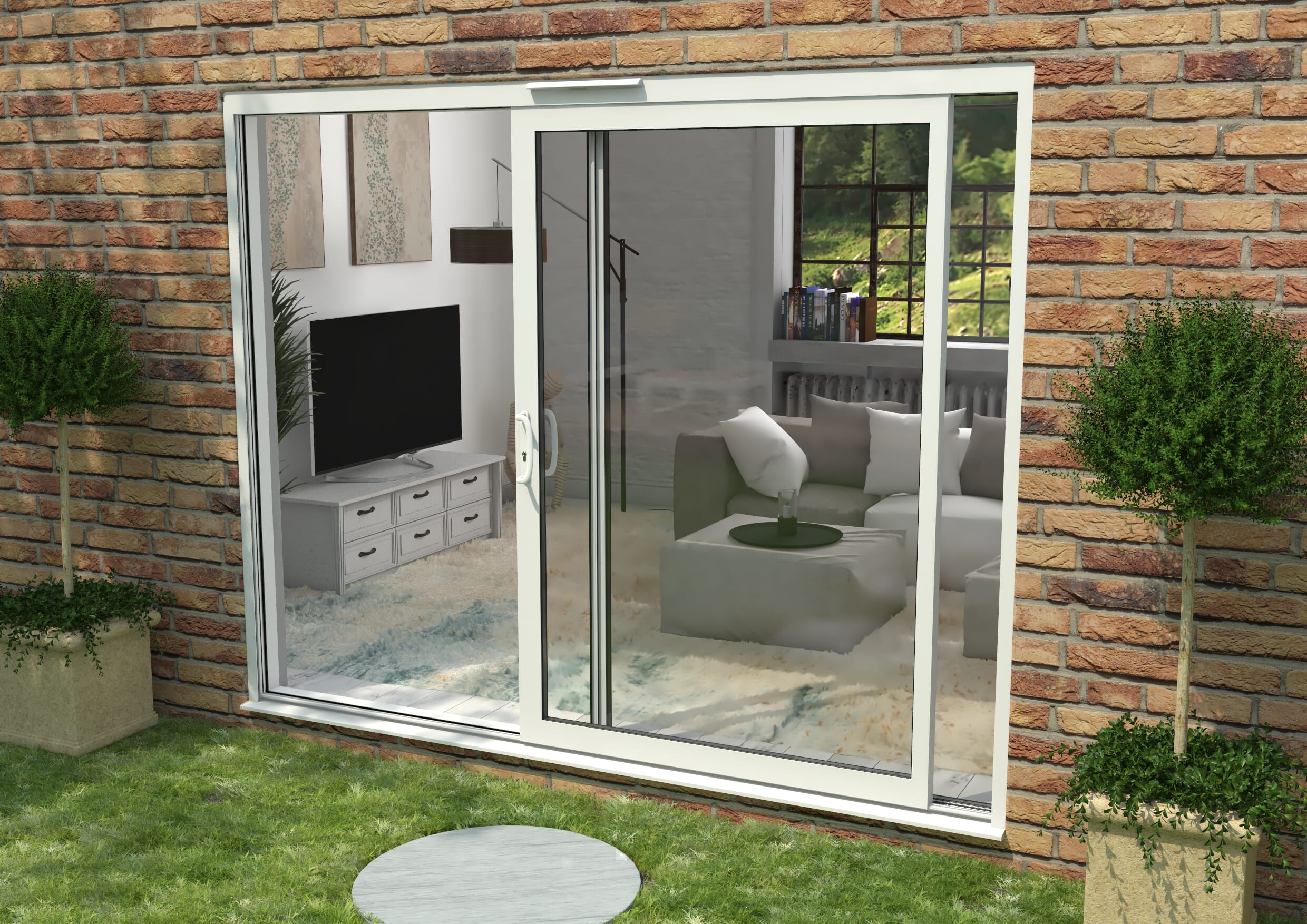 2700mm Supreme White Aluminium Sliding Doors LH Sliding / RH Fixed