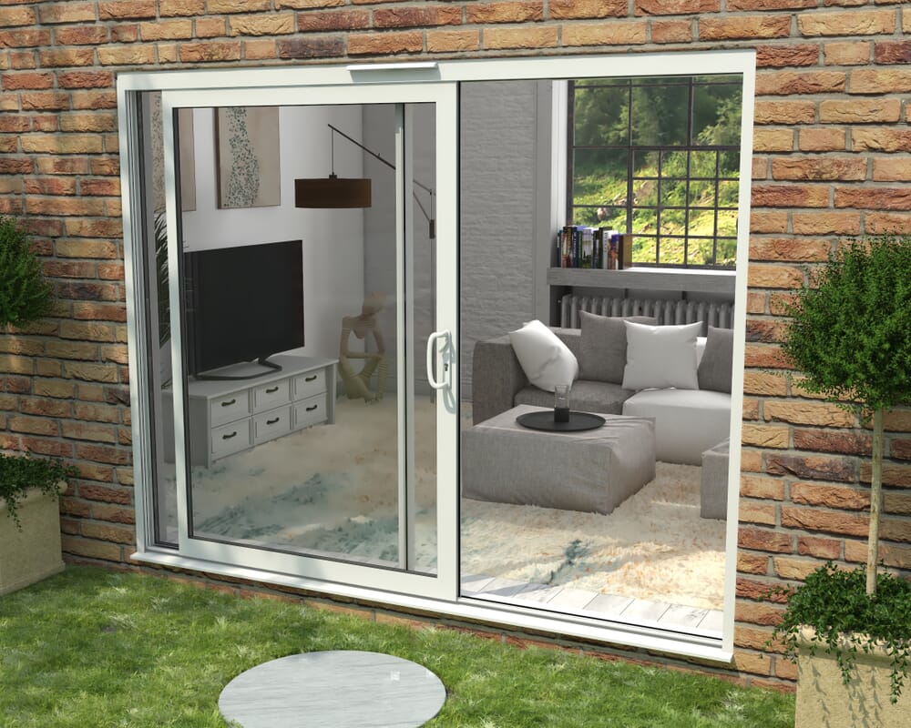 2700mm Supreme White Aluminium Sliding Doors RH Sliding / LH Fixed