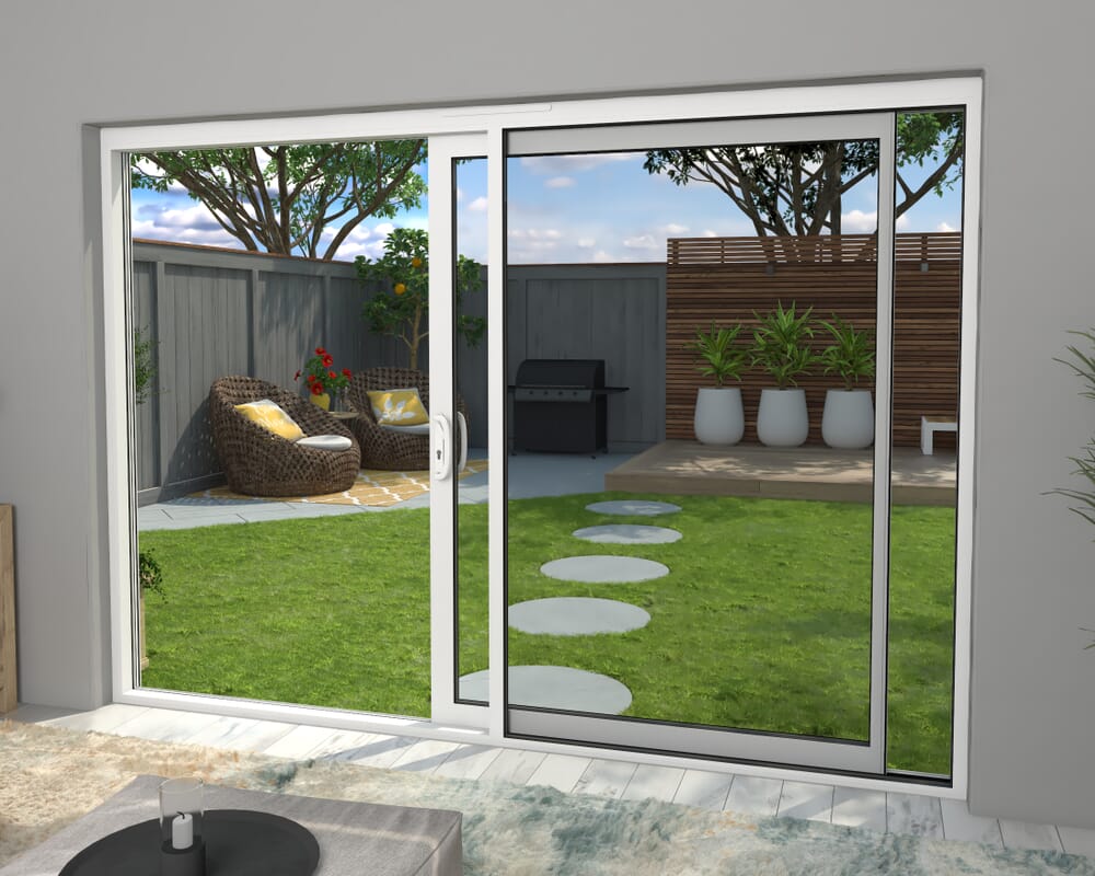 3000mm Supreme White Aluminium Sliding Doors RH Sliding / LH Fixed