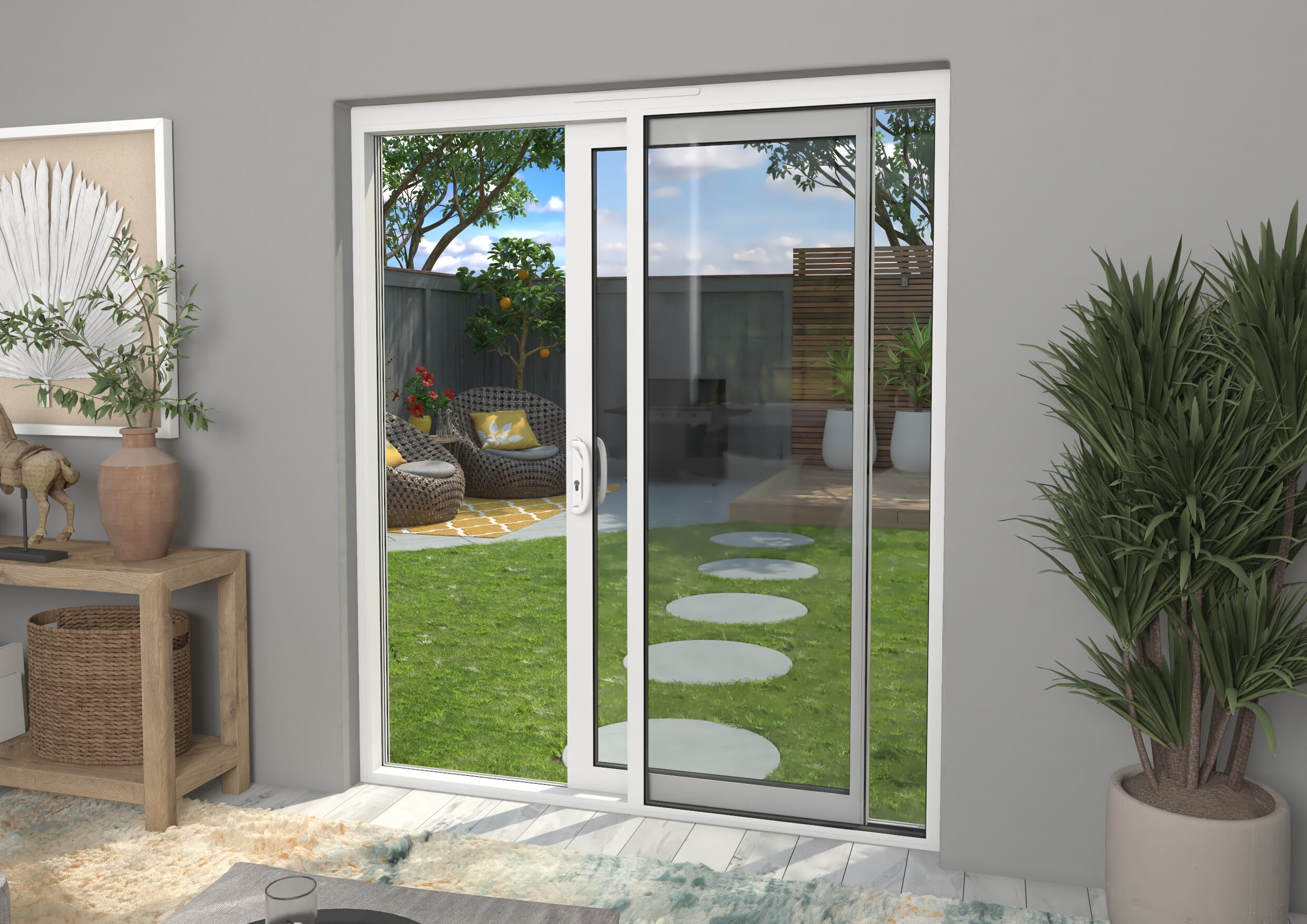 Part Q 1800mm Supreme White Aluminium Sliding Doors RH Sliding / LH Fixed