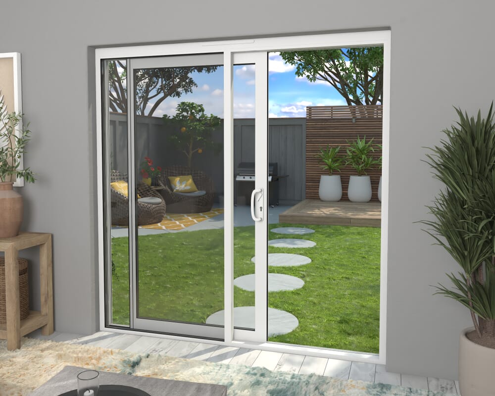 Part Q 2100mm Supreme White Aluminium Sliding Doors LH Sliding / RH Fixed
