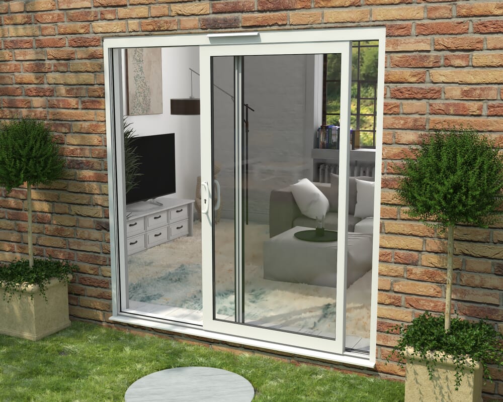 Part Q 2100mm Supreme White Aluminium Sliding Doors LH Sliding / RH Fixed