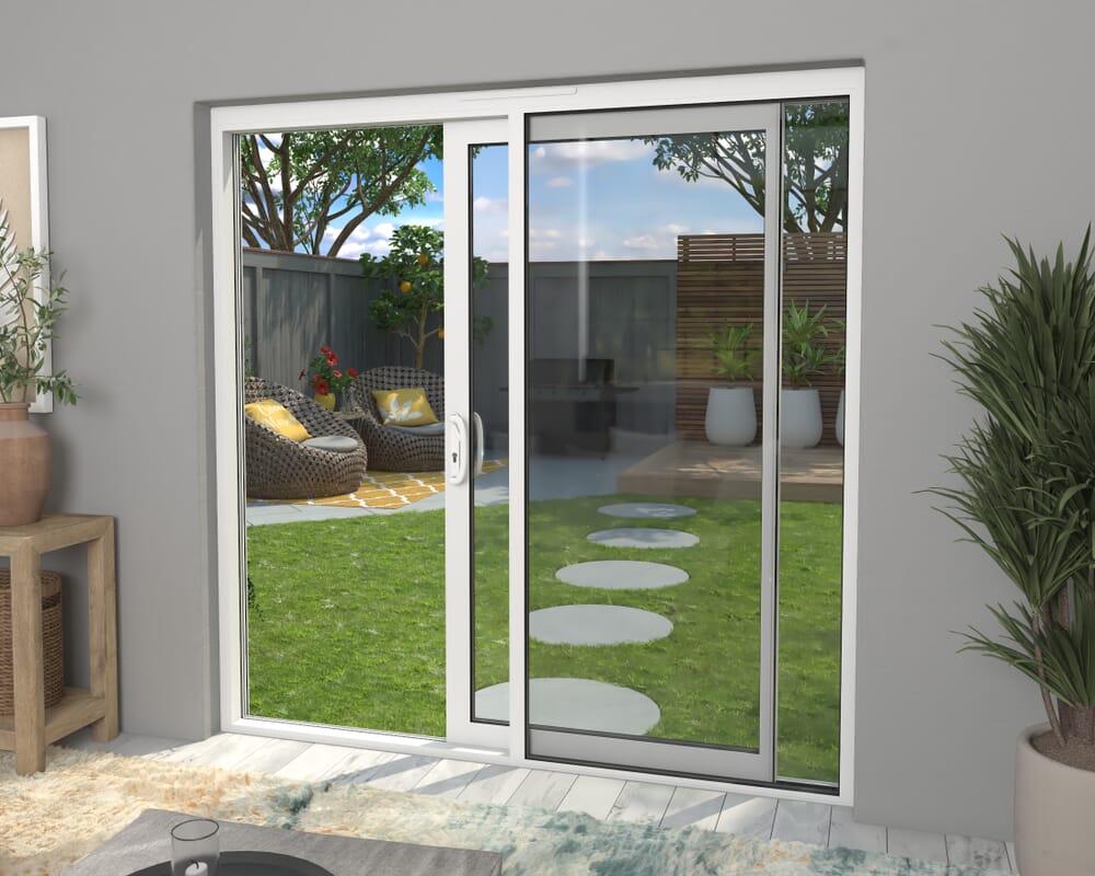 Part Q 2100mm Supreme White Aluminium Sliding Doors RH Sliding / LH Fixed