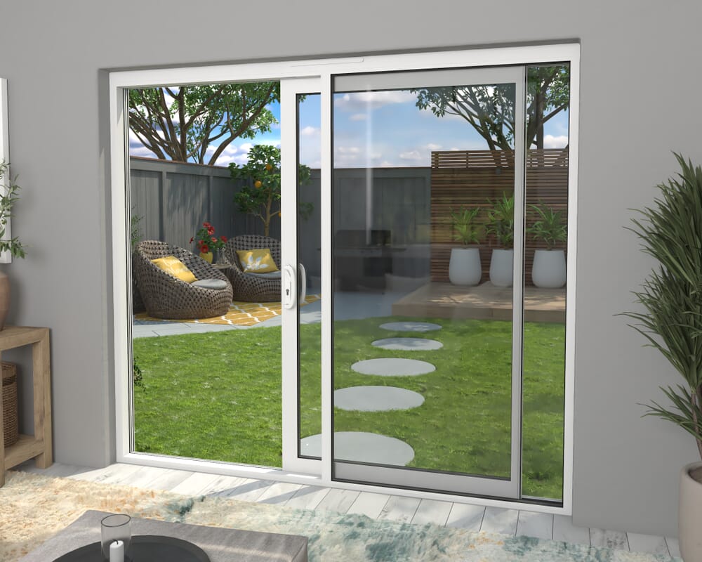 Part Q 2400mm Supreme White Aluminium Sliding Doors RH Sliding / LH Fixed