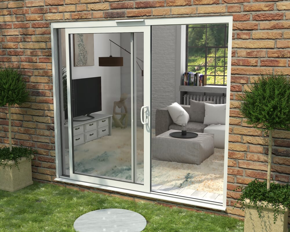 Part Q 2400mm Supreme White Aluminium Sliding Doors RH Sliding / LH Fixed