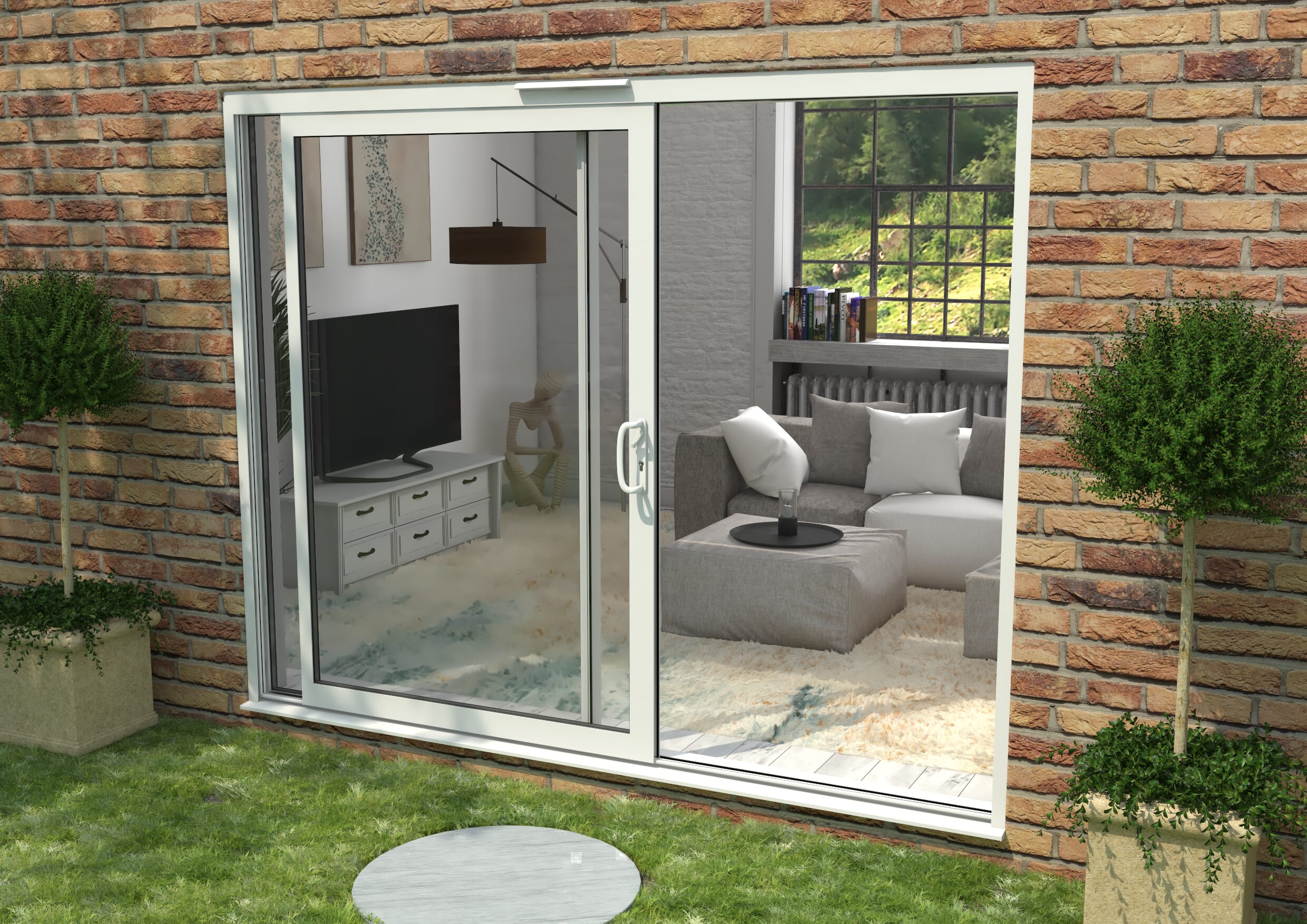 Part Q 2700mm Supreme White Aluminium Sliding Doors RH Sliding / LH Fixed