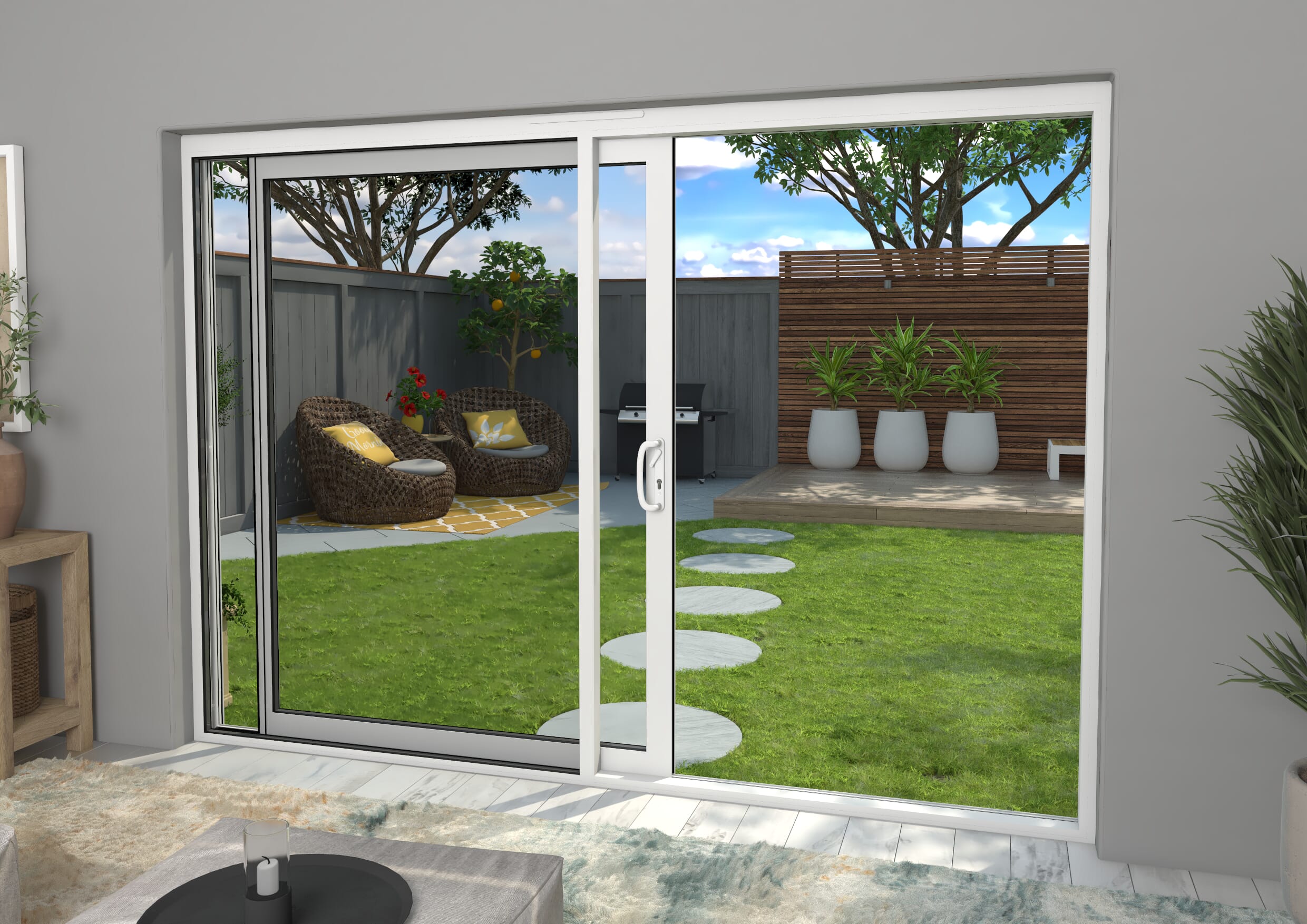 Part Q 3000mm Supreme White Aluminium Sliding Doors LH Sliding / RH Fixed