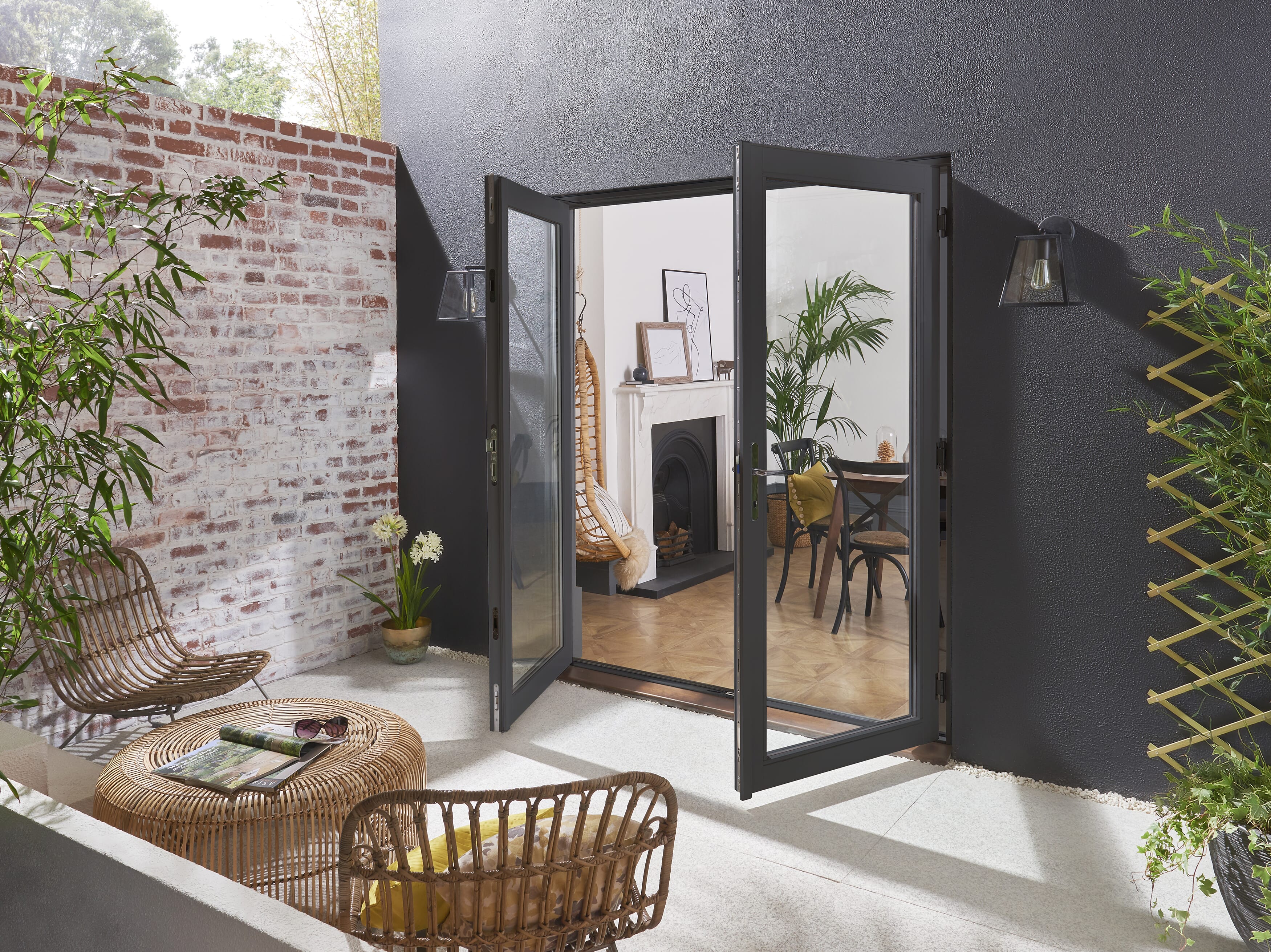 1200mm (4ft) Bedgebury Anthracite Grey Hardwood French Doors