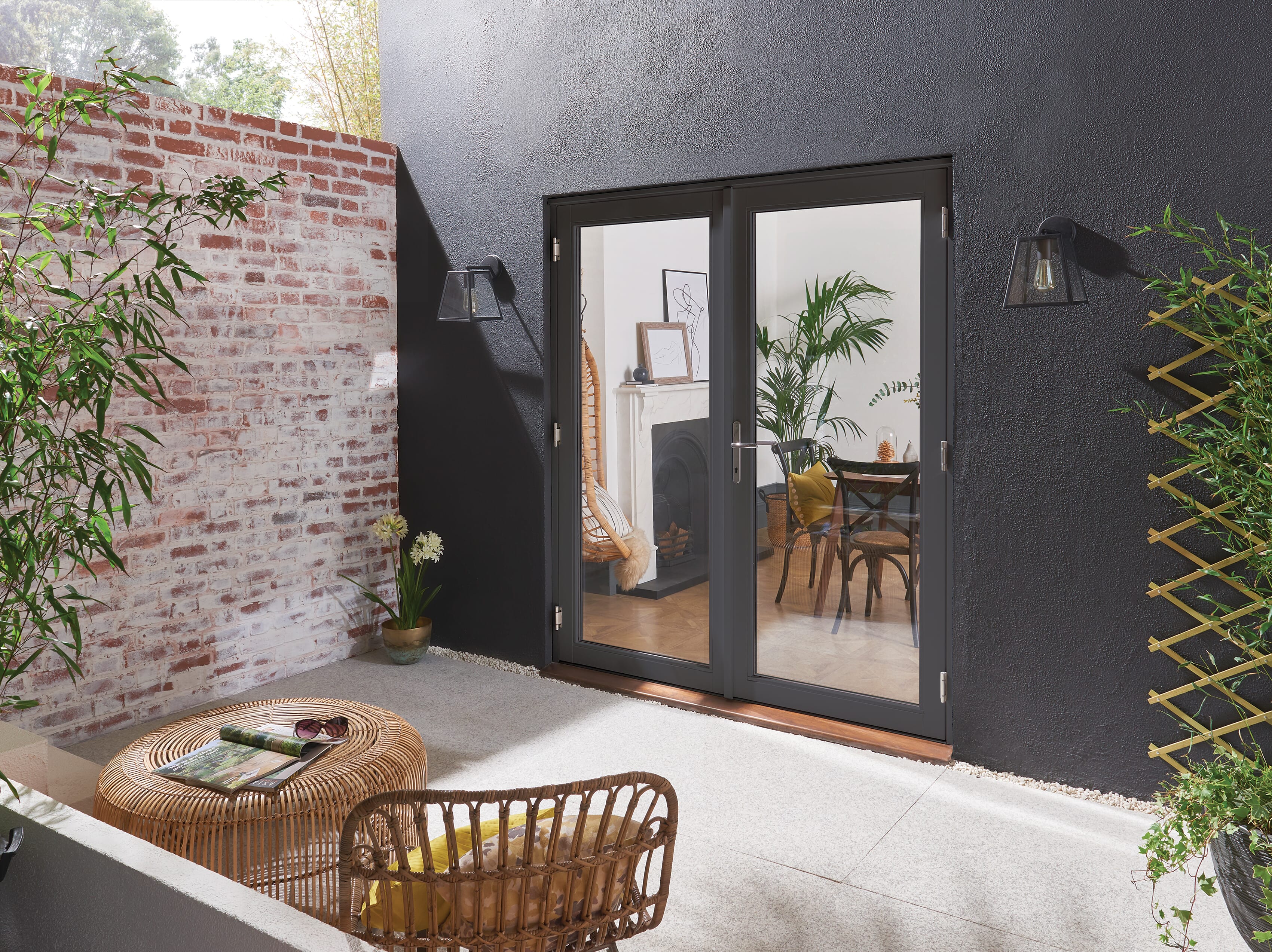 1200mm (4ft) Bedgebury Anthracite Grey Hardwood French Doors