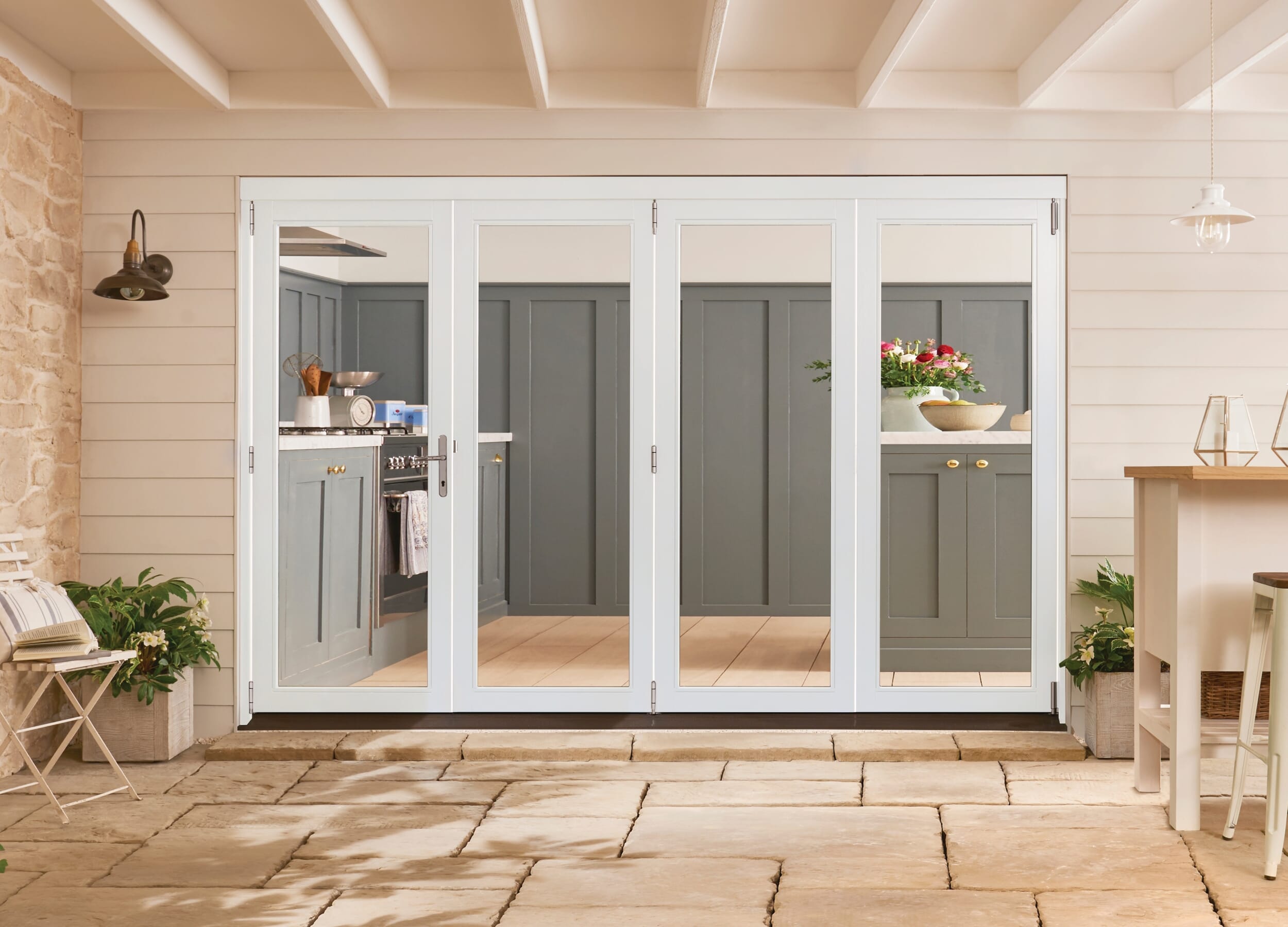 3000mm (10ft) Bedgebury White Hardwood Bifold Doors