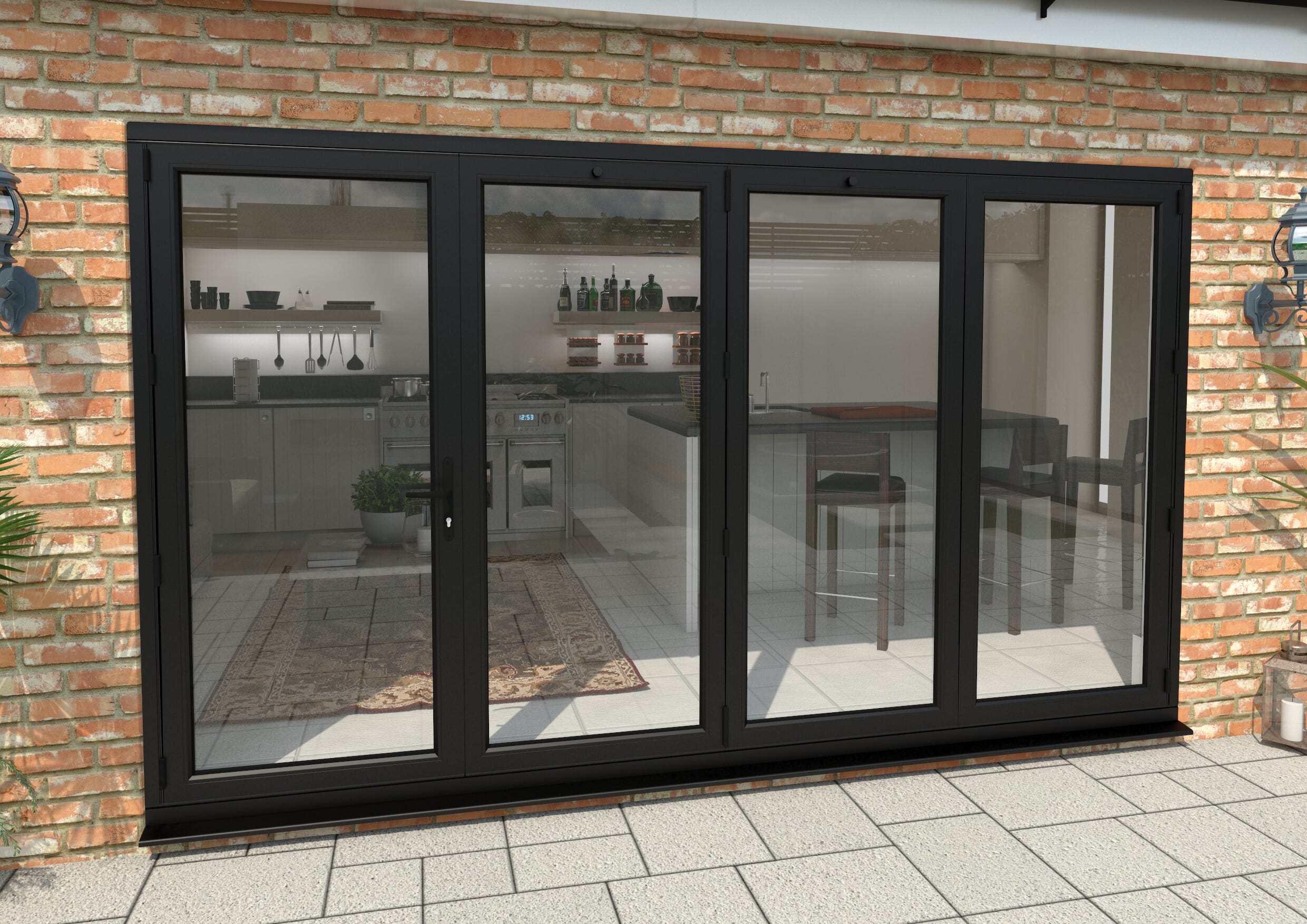 Part Q 3600mm Black Aluminium Bifold Doors 1 Left 3 Right at Vivid Doors