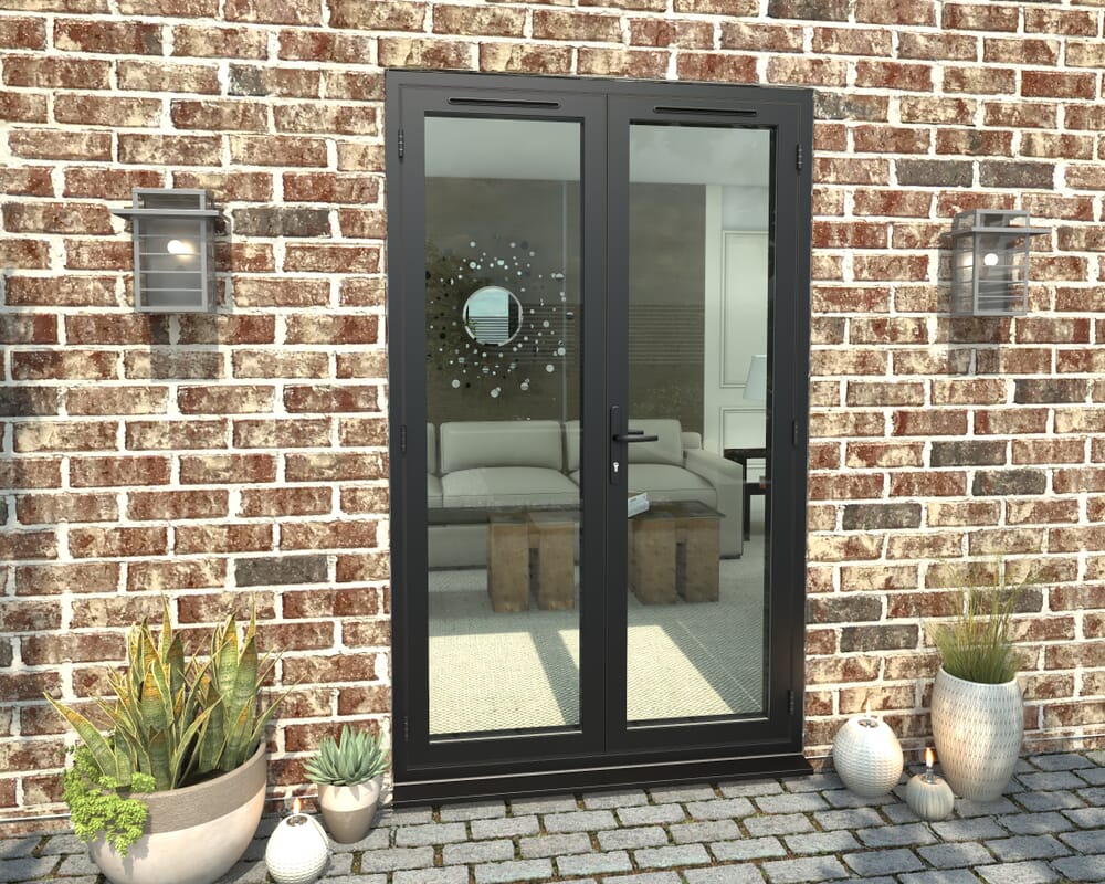 1200mm Open Out Black Aluminium French Doors