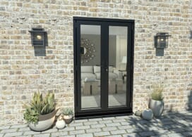 1200mm Open Out Black Aluminium French Doors Image
