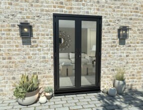 1200mm Open Out Black Aluminium French Doors