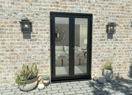 1200mm Open Out Black Aluminium French Doors