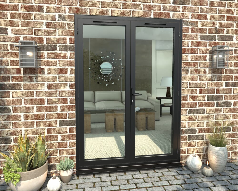 1500mm Open Out Black Aluminium French Doors