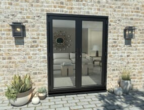 1500mm Open Out Black Aluminium French Doors