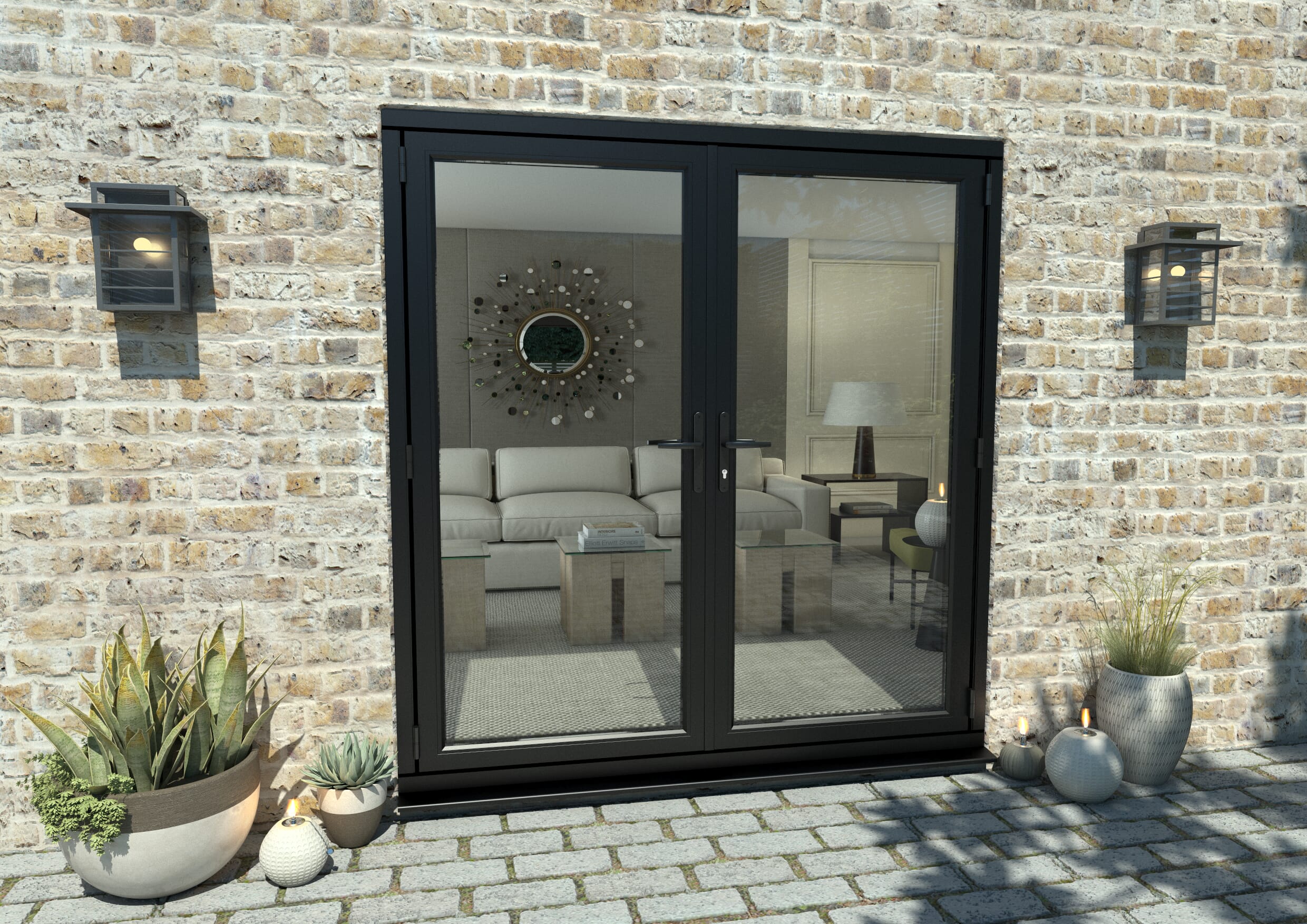 1800mm Open Out Black Aluminium French Doors At Climadoor