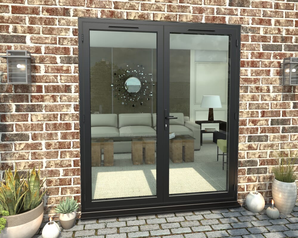 1800mm Open Out Black Aluminium French Doors