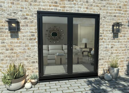 1800mm Open Out Black Aluminium French Doors