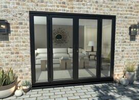2100mm Open Out Black Aluminium French Doors (1500mm Doors + 2 X 300mm Sidelights) Image