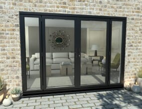 2400mm Open Out Black Aluminium French Doors (1800mm Doors + 2 x 300mm Sidelights)