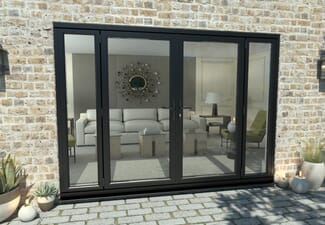 2400mm Open Out Black Aluminium French Doors (1800mm Doors + 2 x 300mm Sidelights)