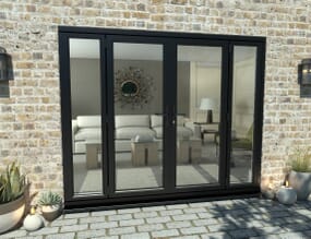 2400mm Open Out Black Aluminium French Doors (1500mm Doors + 2 x 450mm Sidelights)