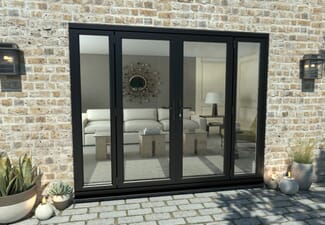 2400mm Open Out Black Aluminium French Doors (1500mm Doors + 2 x 450mm Sidelights)