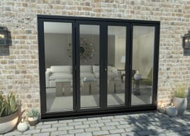 2400mm Open Out Black Aluminium French Doors (1200mm Doors + 2 X 600mm Sidelights) Image