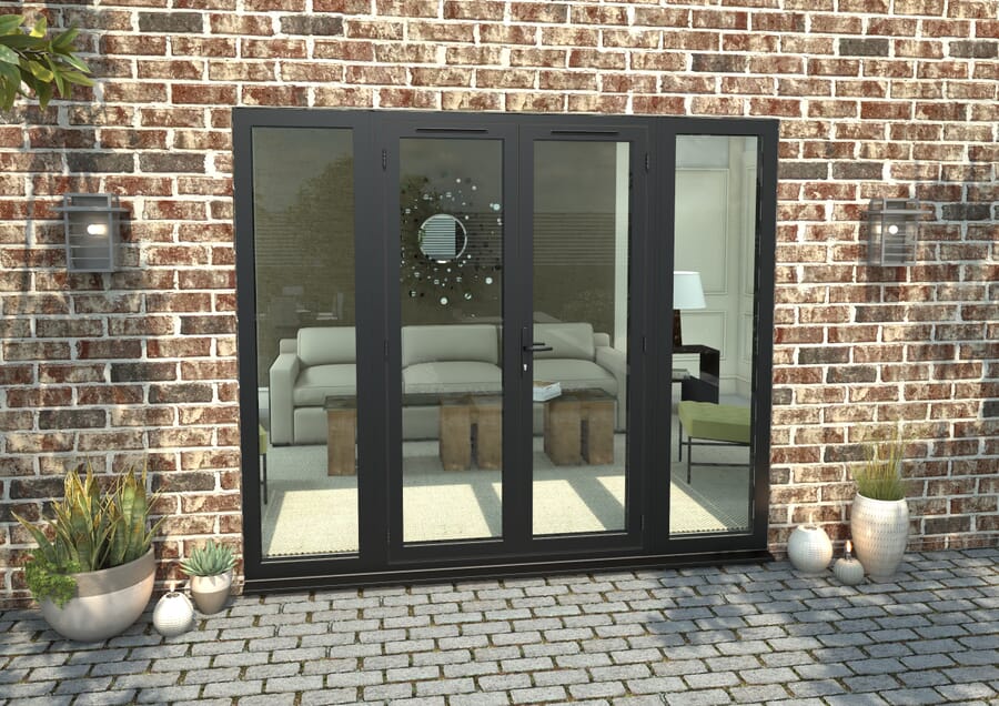 Climadoor Black Aluminium French Doors – Part Q Compliant – 2090mm x 2390mm x 70mm