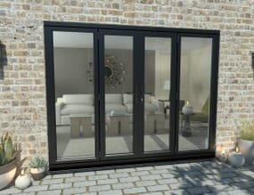 2400mm Open Out Black Aluminium French Doors (1200mm Doors + 2 x 600mm Sidelights)