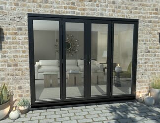 2400mm Open Out Black Aluminium French Doors (1200mm Doors + 2 x 600mm Sidelights)