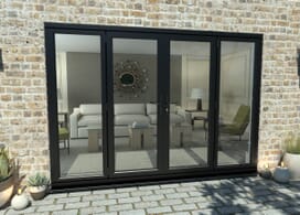 2700mm Open Out Black Aluminium French Doors (1500mm Doors + 2 X 600mm Sidelights) Image