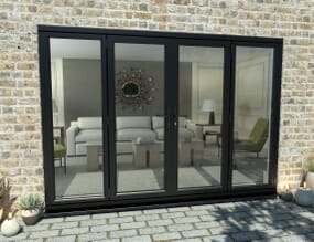 2700mm Open Out Black Aluminium French Doors (1500mm Doors + 2 x 600mm Sidelights)