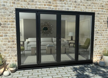 2700mm Open Out Black Aluminium French Doors (1500mm Doors + 2 x 600mm Sidelights)