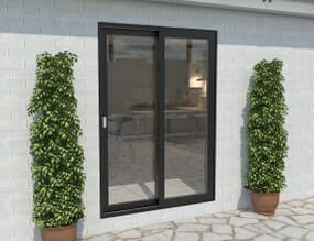 Part Q 1500mm Black Aluminium Sliding Doors LH Sliding / RH Fixed