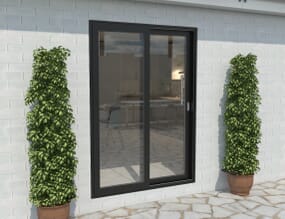 1500mm Black Aluminium Sliding Doors RH Sliding / LH Fixed