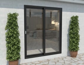 1800mm Black Aluminium Sliding Doors LH Sliding / RH Fixed