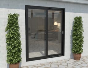 1800mm Black Aluminium Sliding Doors RH Sliding / LH Fixed