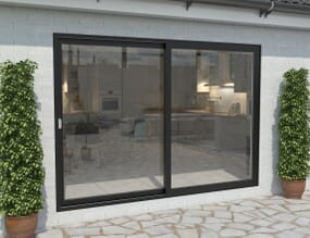 3000mm Black Aluminium Sliding Doors LH Sliding / RH Fixed