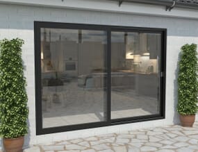 3000mm Black Aluminium Sliding Doors RH Sliding / LH Fixed