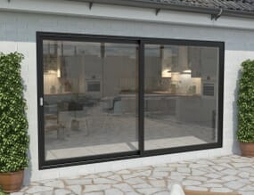 3600mm Black Aluminium Sliding Doors LH Sliding / RH Fixed