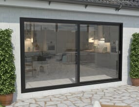 3600mm Black Aluminium Sliding Doors RH Sliding / LH Fixed