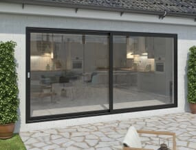 4200mm Black Aluminium Sliding Doors LH Sliding / RH Fixed